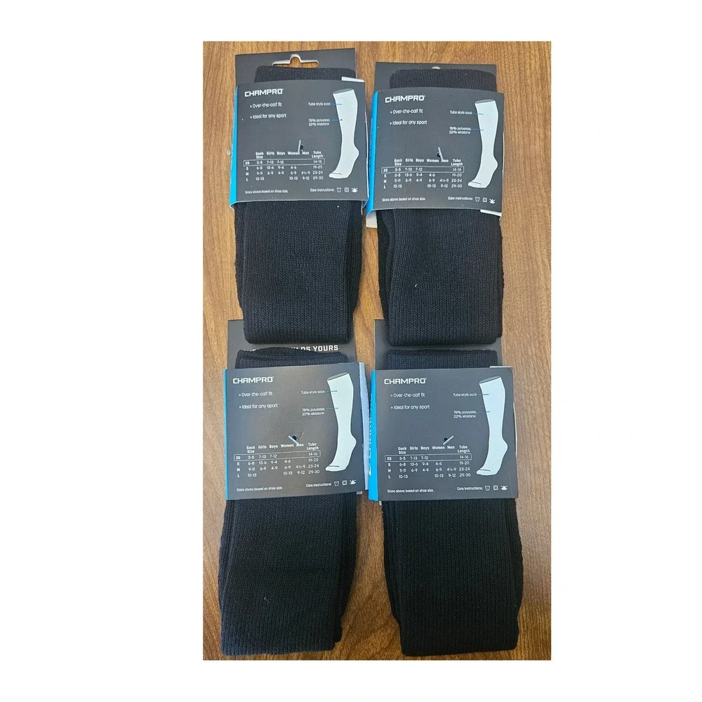 Champro Multi Sport Athletic Sock Extra Small XS Black New 4 Pairs‎